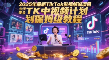 2025年最新TikTok影视解说项目，新手也能挣美金，TK中视频计划保姆级教程汇创网-网创项目_汇创网_中创网_福缘网_冒泡网_资源整合平台汇创网