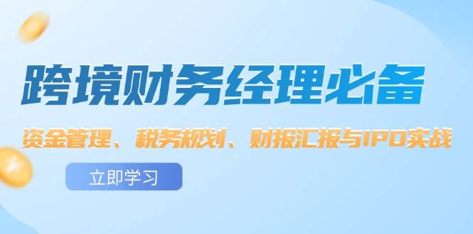（12323期）跨境 财务经理必备：资金管理、税务规划、财报汇报与IPO实战汇创网-网创项目_汇创网_中创网_福缘网_冒泡网_资源整合平台汇创网