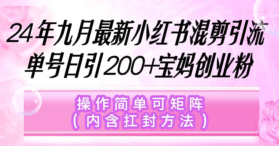 （12530期）小红书混剪引流，单号日引200+宝妈创业粉，操作简单可矩阵（内含扛封…汇创网-网创项目_汇创网_中创网_福缘网_冒泡网_资源整合平台汇创网
