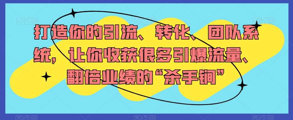 打造你的引流、转化、团队系统，让你收获很多引爆流量、翻倍业绩的“杀手锏”汇创网-网创项目_汇创网_中创网_福缘网_冒泡网_网创项目平台汇创网