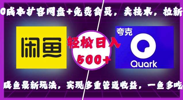 0成本扩容网盘+免费会员，卖技术，拉新，咸鱼最新玩法，实现多重管道收益，一鱼多吃，轻松日入500+汇创网-网创项目_汇创网_中创网_福缘网_冒泡网_网创项目平台汇创网