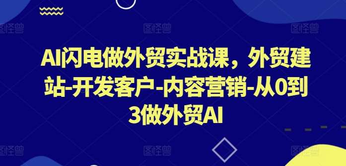 AI闪电做外贸实战课，​外贸建站-开发客户-内容营销-从0到3做外贸AI（更新）汇创网-网创项目_汇创网_中创网_福缘网_冒泡网_资源整合平台汇创网