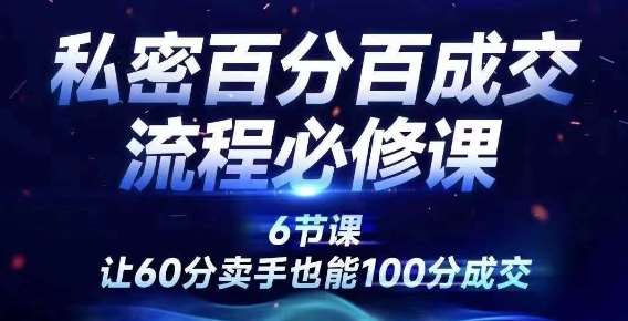 私密百分百成交流程线上训练营，绝对成交，让60分卖手也能100分成交汇创网-网创项目_汇创网_中创网_福缘网_冒泡网_资源整合平台汇创网