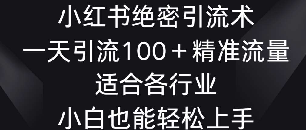 小红书绝密引流术，一天引流100+精准流量，适合各个行业，小白也能轻松上手【揭秘】汇创网-网创项目_汇创网_中创网_福缘网_冒泡网_网创项目平台汇创网
