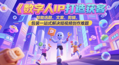 数字人IP打造获客变现实操课，智能选题、文案、剪辑、包装一站式解决短视频创作难题汇创网-网创项目_汇创网_中创网_福缘网_冒泡网_网创项目平台汇创网