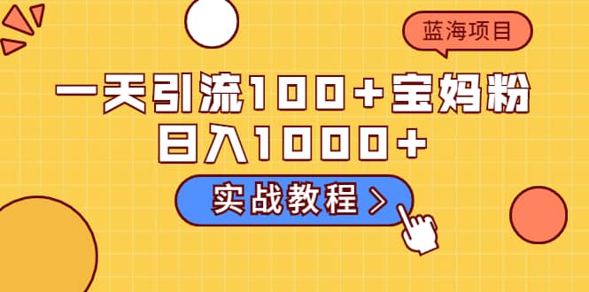 一天引流100+宝妈粉，日入1000+的蓝海项目（实战教程）网创项目_汇创网_中创网_福缘网_冒泡网_资源整合平台汇创网