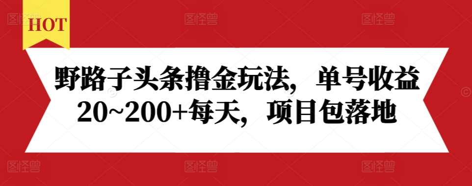 野路子头条撸金玩法，单号收益20~200+每天，项目包落地汇创网-网创项目_汇创网_中创网_福缘网_冒泡网_资源整合平台汇创网