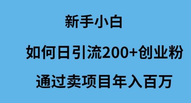 新手小白如何日引流200+创业粉通过卖项目年入百万汇创网-网创项目_汇创网_中创网_福缘网_冒泡网_资源整合平台汇创网