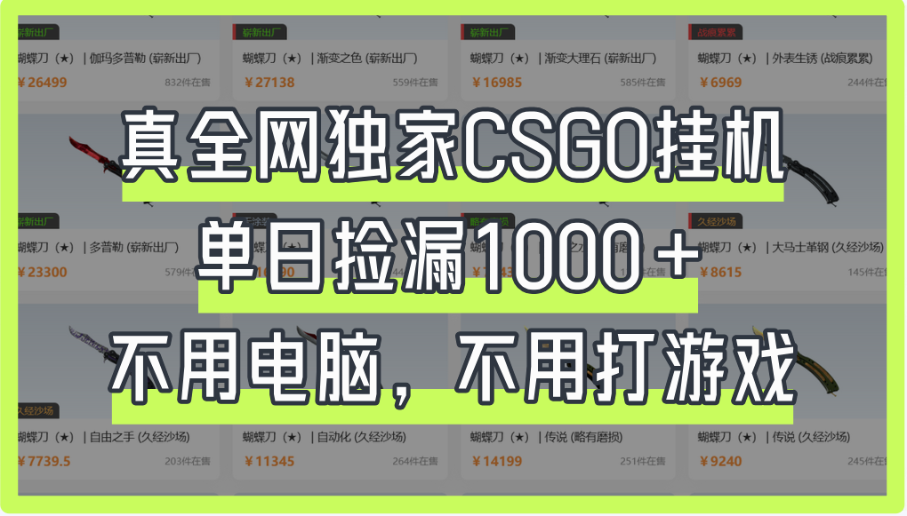 真全网独家CSGO挂机，单日捡漏1000+汇创网-网创项目_汇创网_中创网_福缘网_冒泡网_资源整合平台汇创网