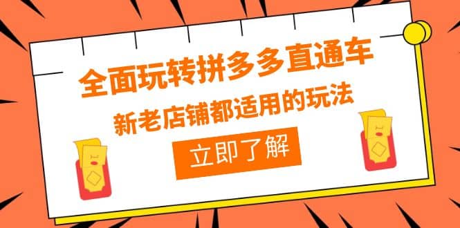 全面玩转拼多多直通车，新老店铺都适用的玩法（12节精华课）汇创网-网创项目_汇创网_中创网_福缘网_冒泡网_资源整合平台汇创网