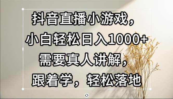 （13075期）抖音直播小游戏，小白轻松日入1000+需要真人讲解，跟着学，轻松落地汇创网-网创项目_汇创网_中创网_福缘网_冒泡网_资源整合平台汇创网