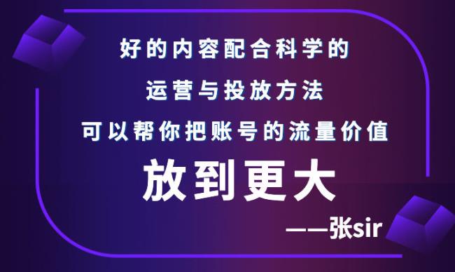 张sir账号流量增长课，告别海王流量，让你的流量更精准汇创网-网创项目_汇创网_中创网_福缘网_冒泡网_资源整合平台汇创网