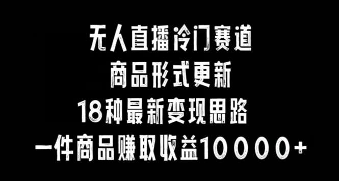 无人直播冷门赛道，商品形式更新，18种变现思路，一件商品赚取收益10000+【揭秘】汇创网-网创项目_汇创网_中创网_福缘网_冒泡网_资源整合平台汇创网