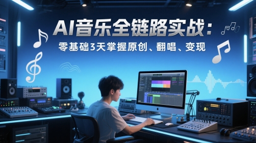 AI音乐全链路实战变现课：零基础3天掌握原创、翻唱、变现汇创网-网创项目_汇创网_中创网_福缘网_冒泡网_资源整合平台汇创网