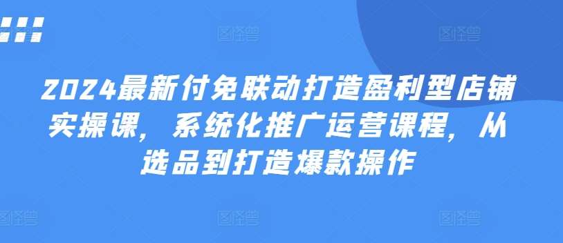 2024最新付免联动打造盈利型店铺实操课，​系统化推广运营课程，从选品到打造爆款操作汇创网-网创项目_汇创网_中创网_福缘网_冒泡网_资源整合平台汇创网