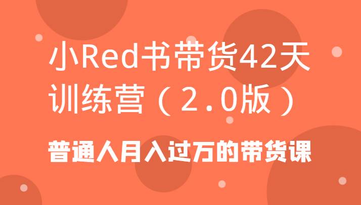 小Red书带货42天训练营（2.0版）普通人月入过万的带货课汇创网-网创项目_汇创网_中创网_福缘网_冒泡网_资源整合平台汇创网
