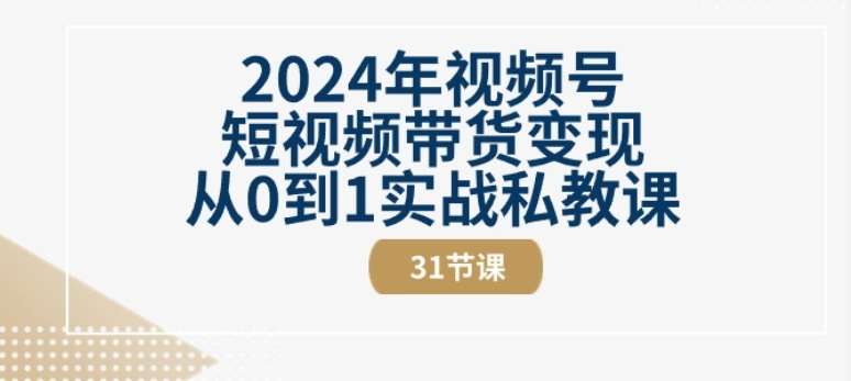 2024年视频号短视频带货变现从0到1实战私教课(31节视频课)汇创网-网创项目_汇创网_中创网_福缘网_冒泡网_网创项目平台汇创网