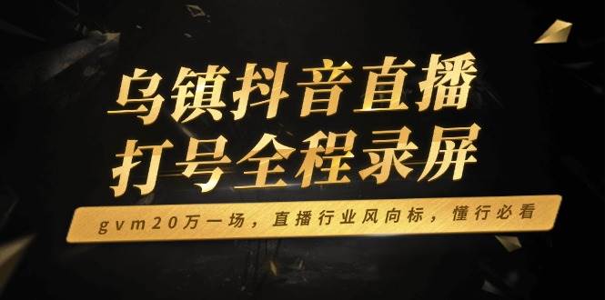 （14014期）乌镇抖音直播打号全程录屏，gvm20万一场，直播行业风向标，懂行必看汇创网-网创项目_汇创网_中创网_福缘网_冒泡网_网创项目平台汇创网
