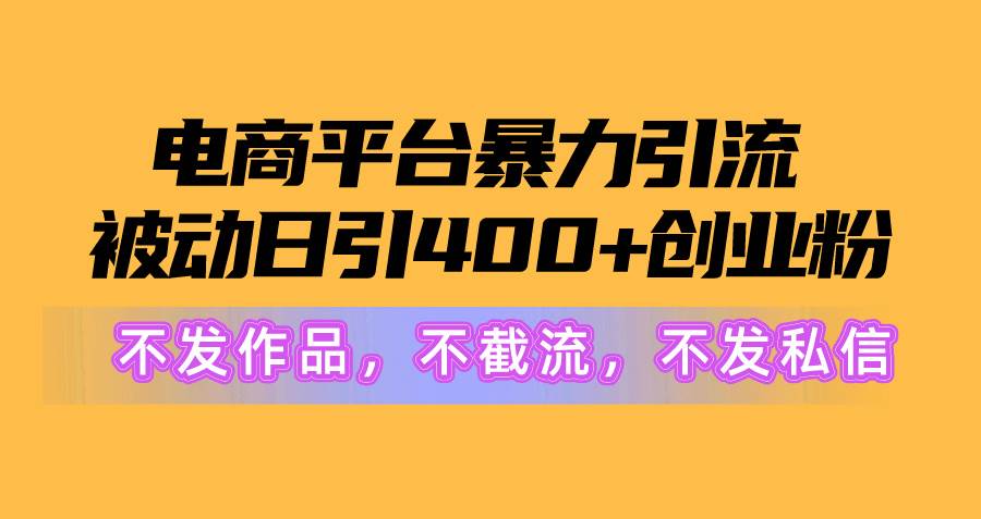 （10168期）电商平台暴力引流,被动日引400+创业粉不发作品，不截流，不发私信汇创网-网创项目_汇创网_中创网_福缘网_冒泡网_网创项目平台汇创网
