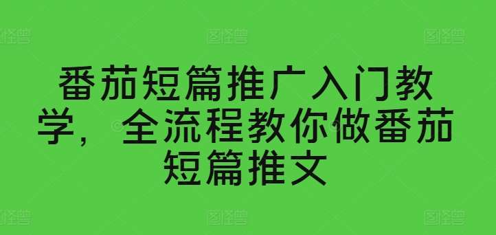 番茄短篇推广入门教学，全流程教你做番茄短篇推文汇创网-网创项目_汇创网_中创网_福缘网_冒泡网_资源整合平台汇创网