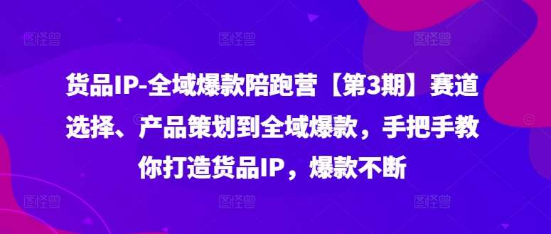 货品IP全域爆款陪跑营【第3期】赛道选择、产品策划到全域爆款，手把手教你打造货品IP，爆款不断汇创网-网创项目_汇创网_中创网_福缘网_冒泡网_网创项目平台汇创网
