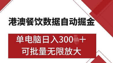 港澳餐饮数据全自动掘金，单电脑日入多张, 可矩阵批量无限操作【揭秘】汇创网-网创项目_汇创网_中创网_福缘网_冒泡网_资源整合平台汇创网