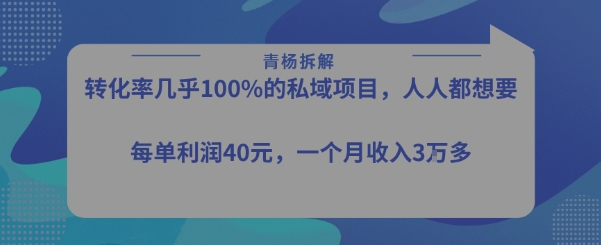 转化率最高的私域项目，每单利润40-50米，月入过1w汇创网-网创项目_汇创网_中创网_福缘网_冒泡网_资源整合平台汇创网