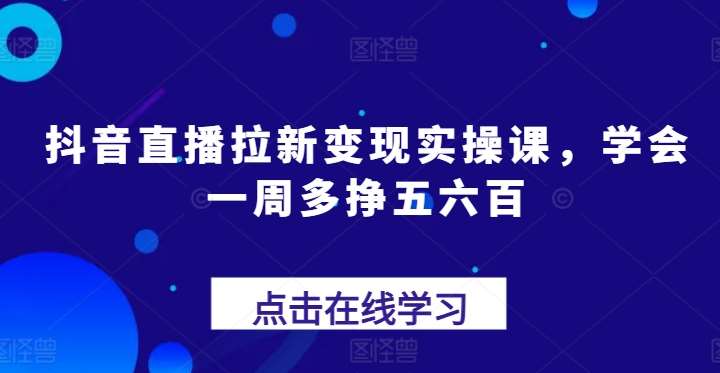 抖音直播拉新变现实操课，学会一周多挣五六百汇创网-网创项目_汇创网_中创网_福缘网_冒泡网_资源整合平台汇创网
