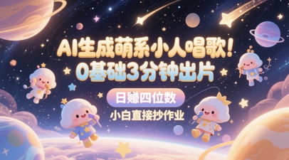 AI生成萌系小人唱歌，0基础3分钟出片，28个作品涨粉8.9W，单条最高19W赞，日入四位数，小白直接抄作业汇创网-网创项目_汇创网_中创网_福缘网_冒泡网_资源整合平台汇创网
