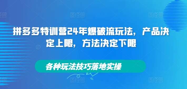 拼多多特训营24年爆破流玩法，产品决定上限，方法决定下限，各种玩法技巧落地实操汇创网-网创项目_汇创网_中创网_福缘网_冒泡网_资源整合平台汇创网