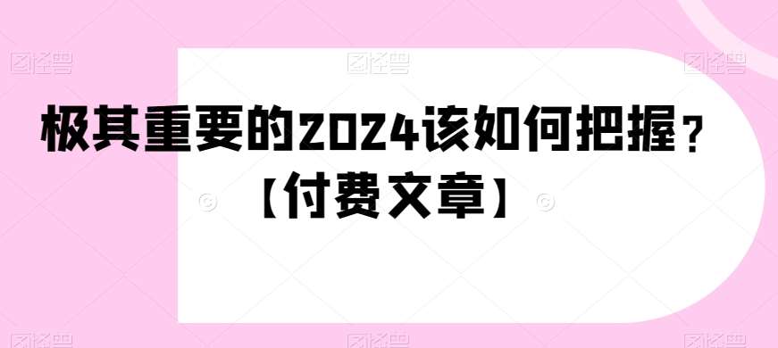 极其重要的2024该如何把握?【付费文章】汇创网-网创项目_汇创网_中创网_福缘网_冒泡网_网创项目平台汇创网