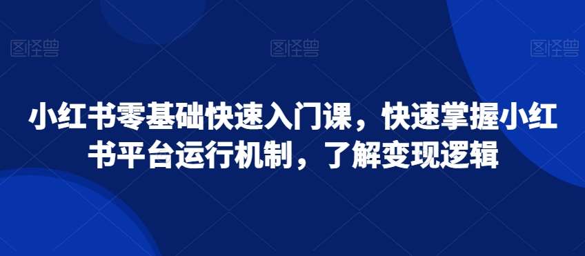 小红书零基础快速入门课，快速掌握小红书平台运行机制，了解变现逻辑汇创网-网创项目_汇创网_中创网_福缘网_冒泡网_资源整合平台汇创网