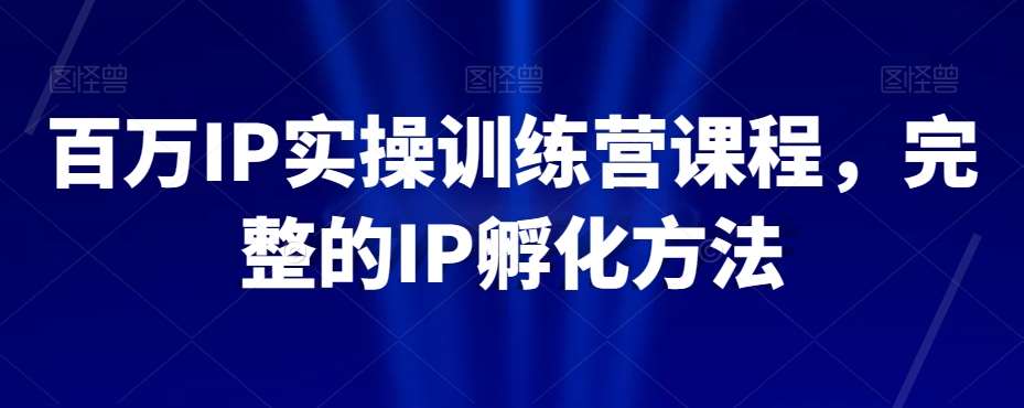 百万IP实操训练营课程，完整的IP孵化方法汇创网-网创项目_汇创网_中创网_福缘网_冒泡网_资源整合平台汇创网