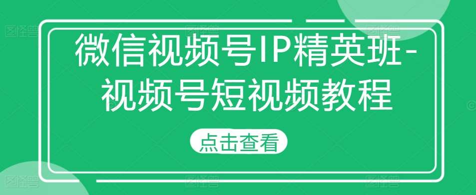 微信视频号IP精英班-视频号短视频教程汇创网-网创项目_汇创网_中创网_福缘网_冒泡网_资源整合平台汇创网