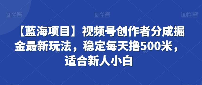 【蓝海项目】视频号创作者分成掘金最新玩法，稳定每天撸500米，适合新人小白【揭秘】汇创网-网创项目_汇创网_中创网_福缘网_冒泡网_资源整合平台汇创网