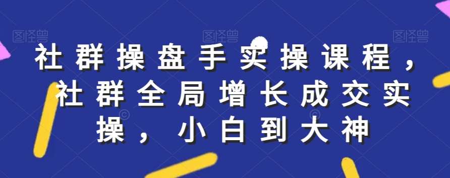 社群实操课程，社群全局增长成交实操，小白到大神汇创网-网创项目_汇创网_中创网_福缘网_冒泡网_网创项目平台汇创网