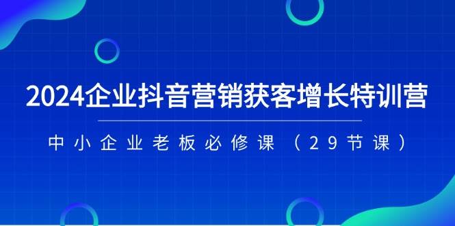 （11349期）2024企业抖音-营销获客增长特训营，中小企业老板必修课（29节课）汇创网-网创项目_汇创网_中创网_福缘网_冒泡网_资源整合平台汇创网