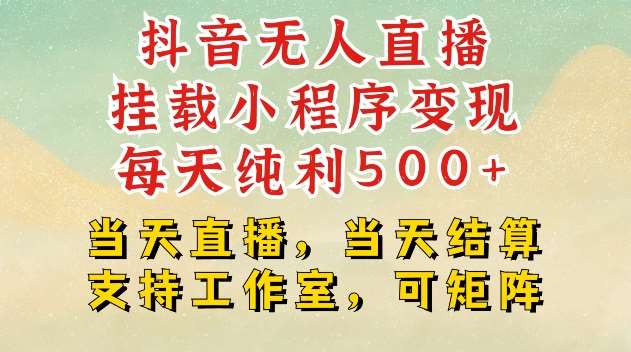 抖音无人直播挂载小程序变现每天纯利500+当天直播，当天结算支持工作室，可矩阵【揭秘】汇创网-网创项目_汇创网_中创网_福缘网_冒泡网_资源整合平台汇创网