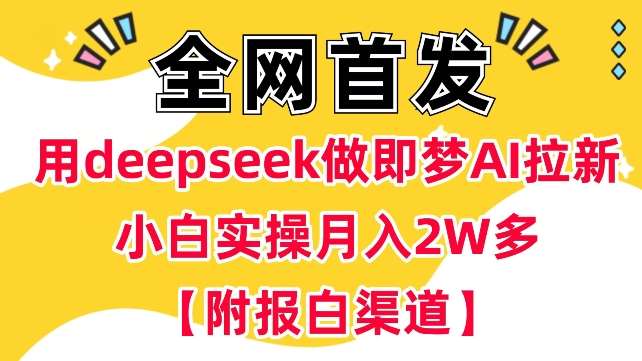 用deepseek做即梦Ai拉新 小白实操月入过W+【附报白渠道】汇创网-网创项目_汇创网_中创网_福缘网_冒泡网_资源整合平台汇创网