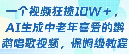 一个视频狂揽10W+点赞，AI生成中老年喜爱的鹦鹉唱歌视频，保姆级教程，轻松挣取创作者分成汇创网-网创项目_汇创网_中创网_福缘网_冒泡网_资源整合平台汇创网