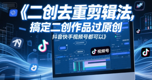 短视频二创去重剪辑法，搞定二创作品过原创，抖音快手视频号都可以汇创网-网创项目_汇创网_中创网_福缘网_冒泡网_资源整合平台汇创网
