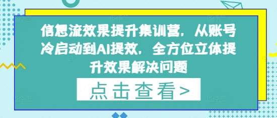 信息流效果提升集训营，从账号冷启动到AI提效，全方位立体提升效果解决问题汇创网-网创项目_汇创网_中创网_福缘网_冒泡网_资源整合平台汇创网