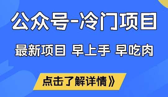 公众号冷门赛道，早上手早吃肉，单月轻松稳定变现1W【揭秘】汇创网-网创项目_汇创网_中创网_福缘网_冒泡网_网创项目平台汇创网