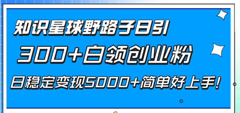 （8315期）知识星球野路子日引300+白领创业粉，日稳定变现5000+简单好上手！汇创网-网创项目_汇创网_中创网_福缘网_冒泡网_资源整合平台汇创网