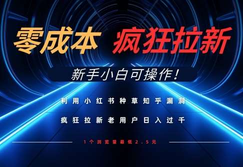 利用小红书种草知乎漏洞，零成本疯狂拉新日入数张，新手小白可操作汇创网-网创项目_汇创网_中创网_福缘网_冒泡网_网创项目平台汇创网
