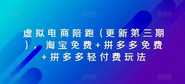 虚拟电商陪跑(更新第三期)，淘宝免费+拼多多免费+拼多多轻付费玩法汇创网-网创项目_汇创网_中创网_福缘网_冒泡网_资源整合平台汇创网