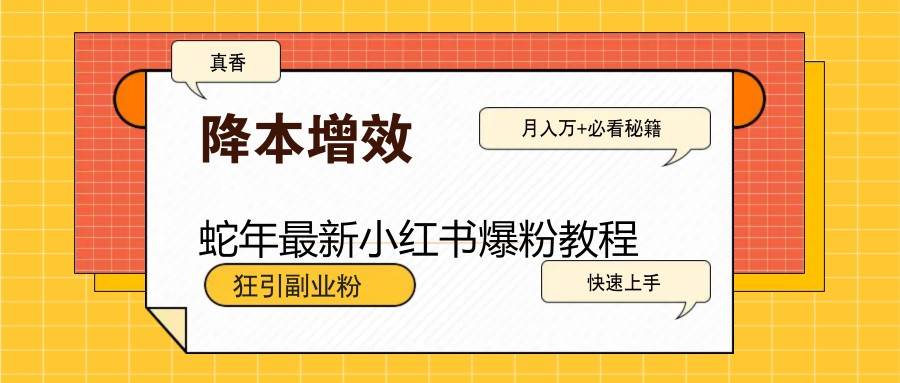 蛇年最新小红书爆粉教程，狂引副业粉，月入万+必看汇创网-网创项目_汇创网_中创网_福缘网_冒泡网_资源整合平台汇创网