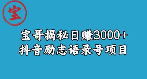 宝哥揭秘日赚3000+抖音励志语录号短视频变现项目汇创网-网创项目_汇创网_中创网_福缘网_冒泡网_资源整合平台汇创网