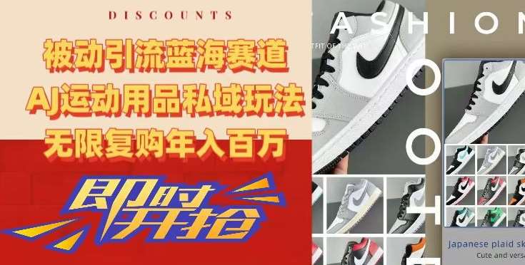 被动引流蓝海赛道，AJ运动用品私域玩法，无限复购年入百万【揭秘】汇创网-网创项目_汇创网_中创网_福缘网_冒泡网_网创项目平台汇创网