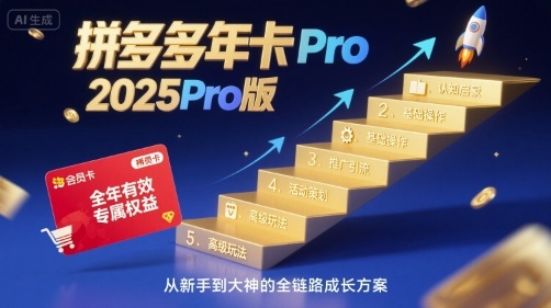 拼多多年卡2025Pro版，五大板块从认知到基础、从推广到活动、从活动到玩法汇创网-网创项目_汇创网_中创网_福缘网_冒泡网_网创项目平台汇创网